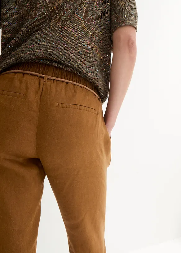 Pantalon taille élastiquée 100 % lin, bonprix