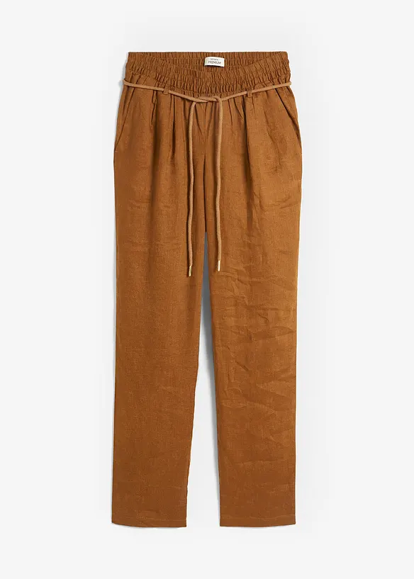 Pantalon taille élastiquée 100 % lin, bonprix