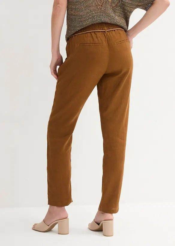 Pantalon taille élastiquée 100 % lin, bonprix