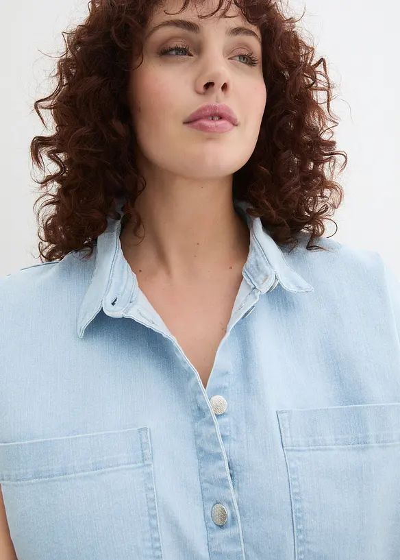 Chemisier en jean court et boxy, bonprix