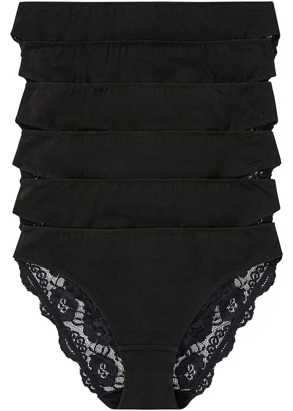 Lot de 6 slips à dentelle, bonprix