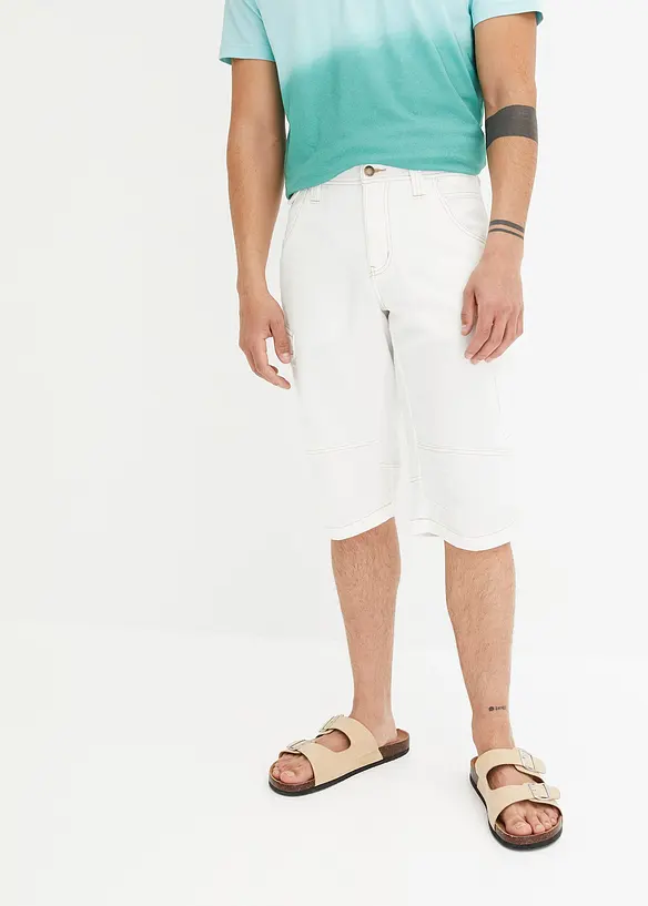 Bermuda long poches cargo en denim léger, coupe loose, bonprix