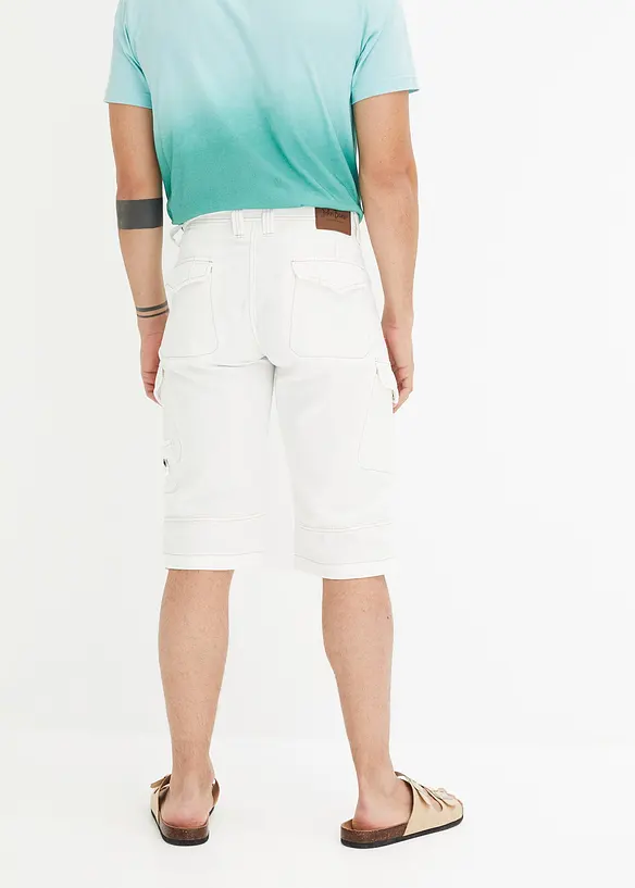 Bermuda long poches cargo en denim léger, coupe loose, bonprix