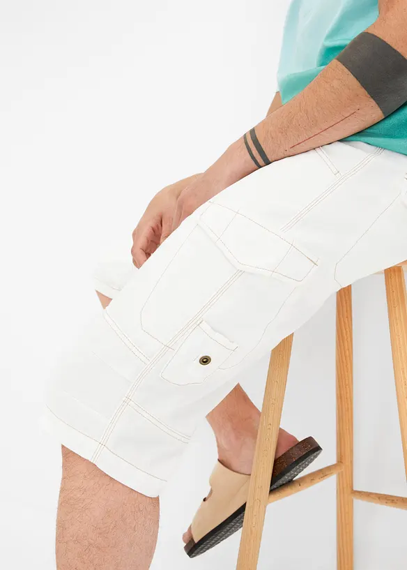 Bermuda long poches cargo en denim léger, coupe loose, bonprix