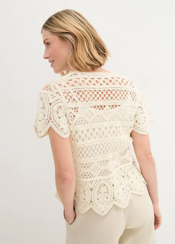 Gilet court en crochet, bonprix