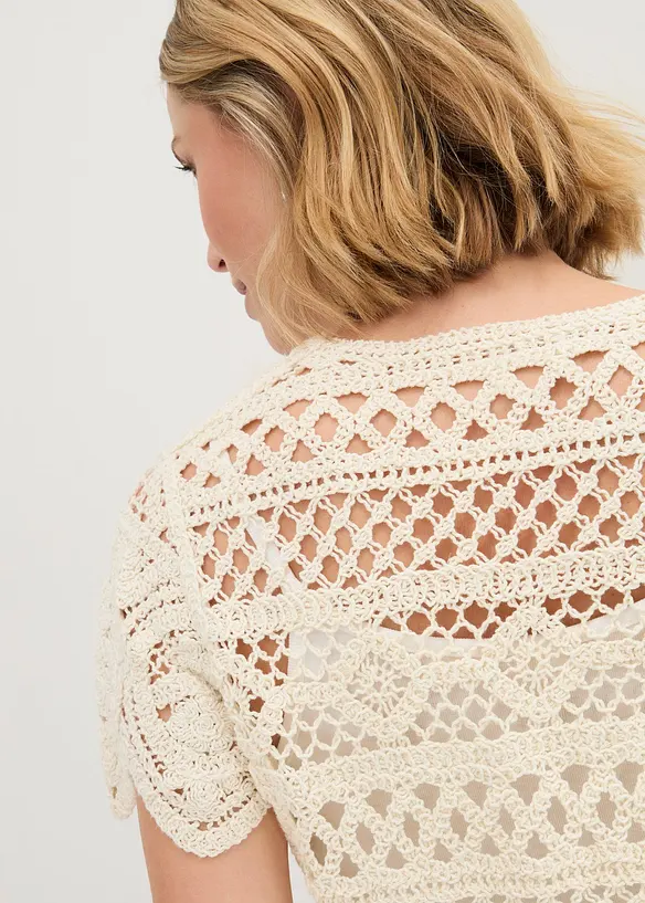 Gilet court en crochet, bonprix