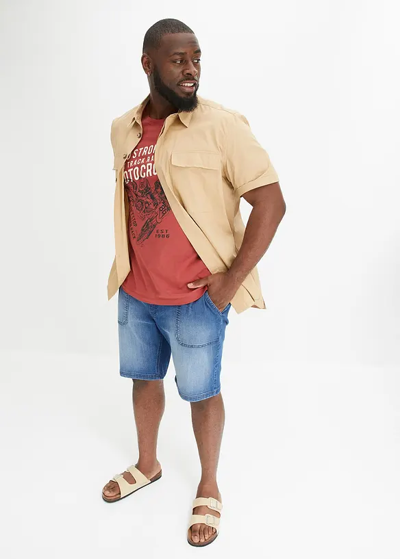 Bermuda en jean extensible, Loose, bonprix