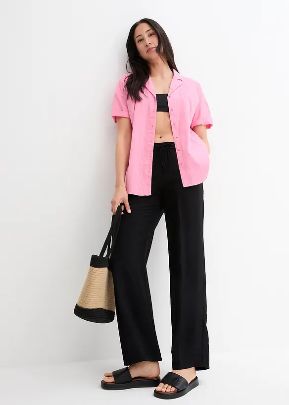 Pantalon ample à taille élastiquée en viscose mélangée, bonprix