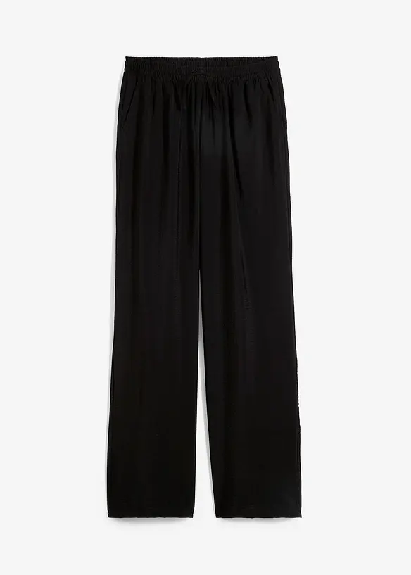 Pantalon ample à taille élastiquée en viscose mélangée, bonprix