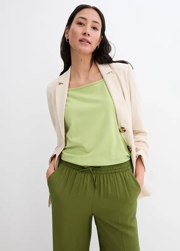 Pantalon ample à taille élastiquée en viscose mélangée, bonprix