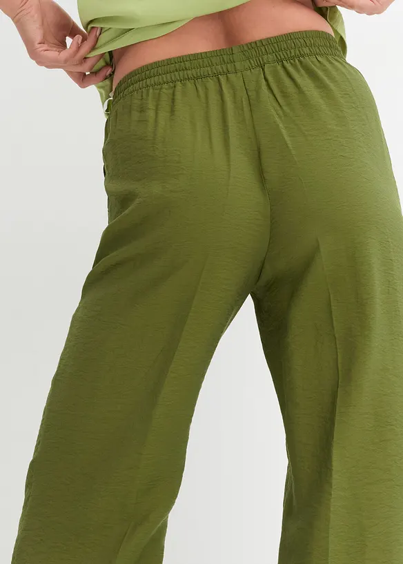 Pantalon ample à taille élastiquée en viscose mélangée, bonprix
