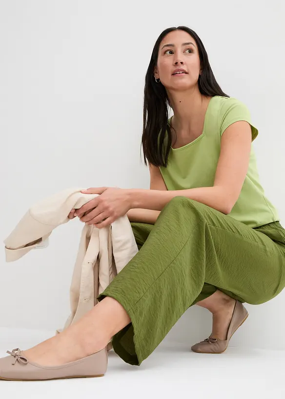 Pantalon ample à taille élastiquée en viscose mélangée, bonprix