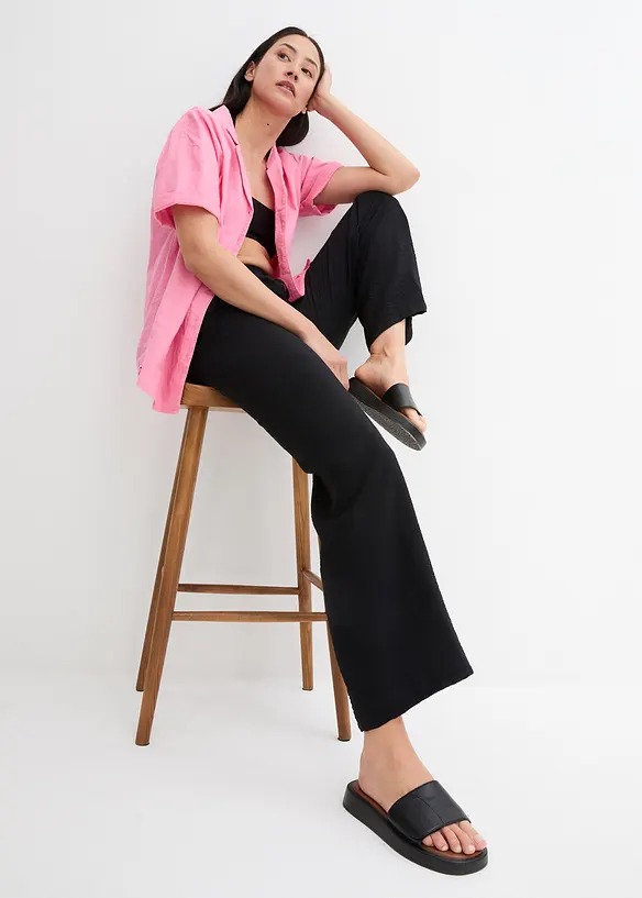Pantalon ample à taille élastiquée en viscose mélangée, bonprix