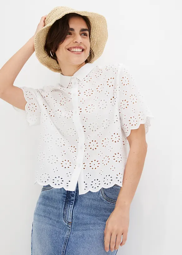 Chemisier à manches courtes, 100% coton, bonprix