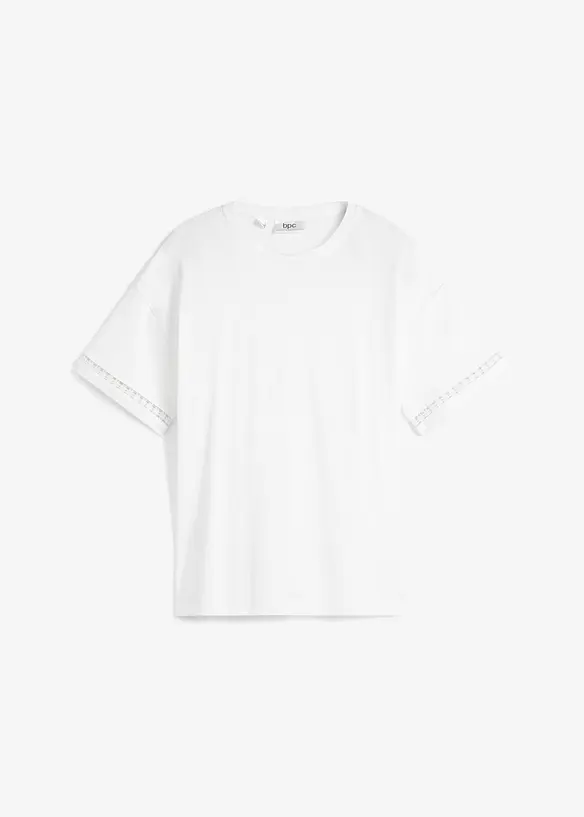 T-shirt avec finition dentelle aux manches, bonprix