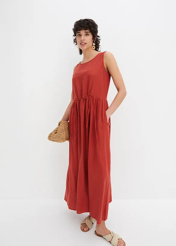Robe longue en l&eacute;ger m&eacute;lange de lin et viscose, bonprix
