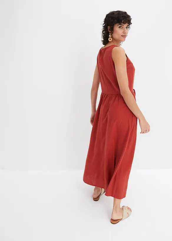 Robe longue en l&eacute;ger m&eacute;lange de lin et viscose, bonprix