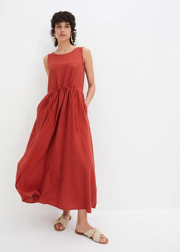 Robe longue en l&eacute;ger m&eacute;lange de lin et viscose, bonprix