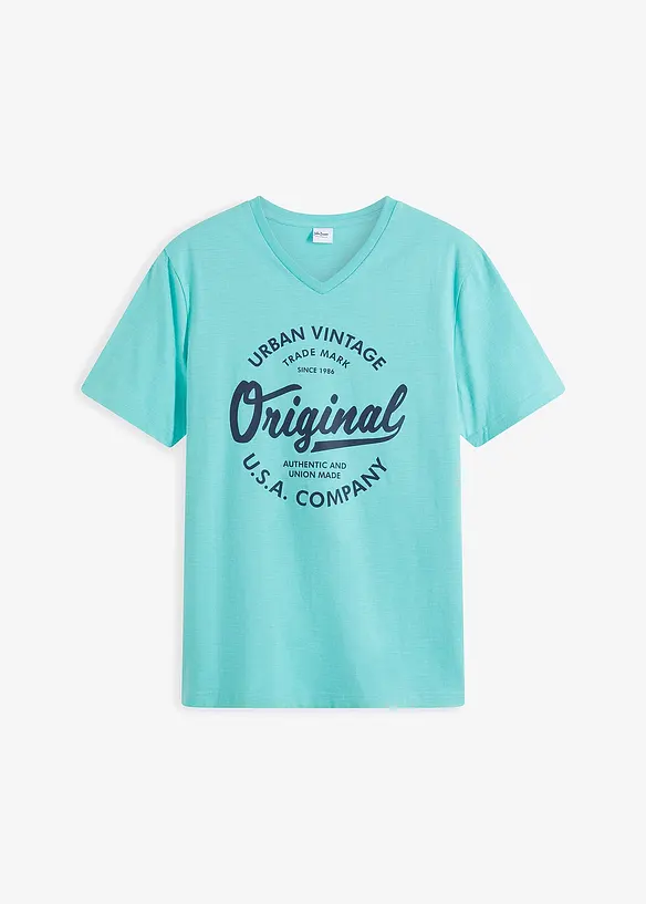T-shirt col V, 100% coton, bonprix
