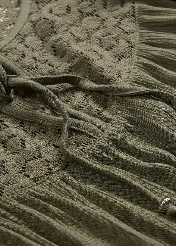 Long-Tunika aus Crinkle, halbarm, bonprix