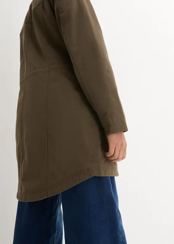 Baumwoll-Kurzparka mit Stehkragen, talliert, bonprix