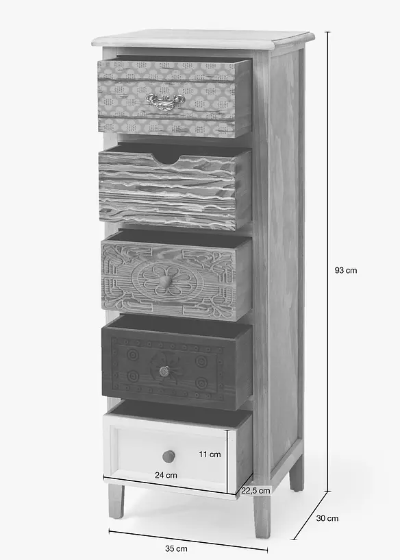 Commode 5 tiroirs, bonprix