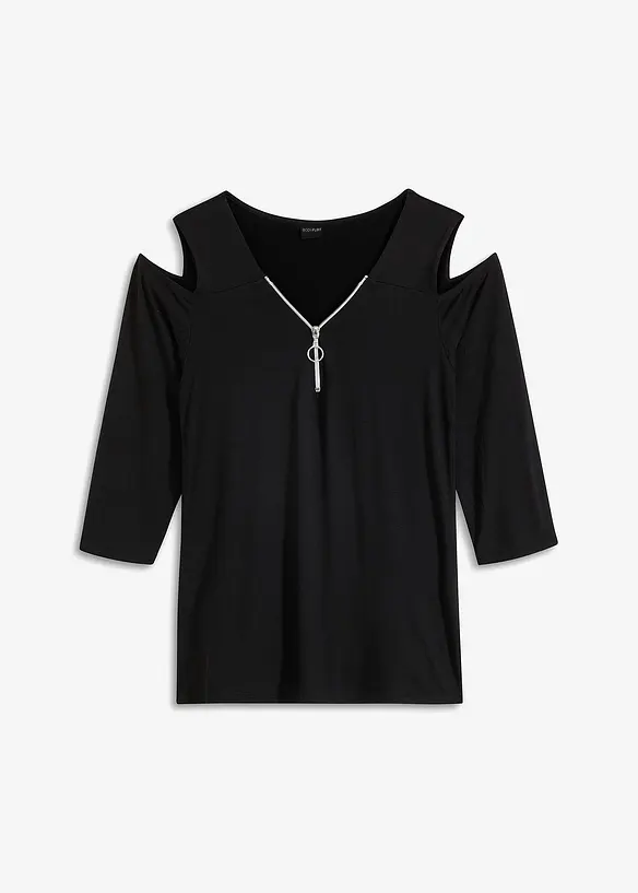 T-shirt en viscose découpé sur les épaules, bonprix