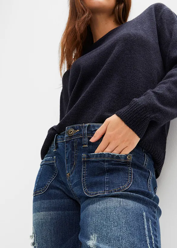 Jean évasé, taille basse, extensible, bonprix