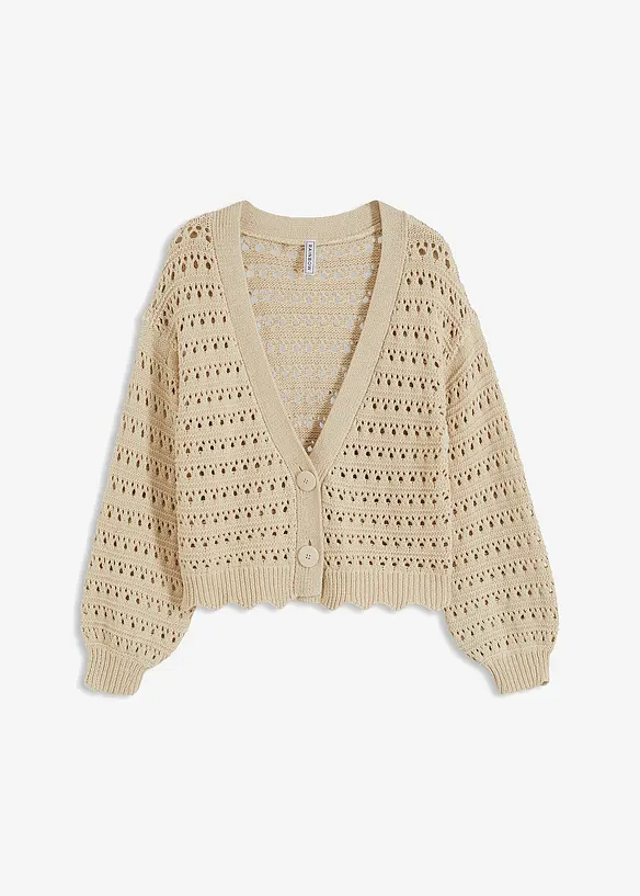 Ajour-Strickjacke aus reiner Baumwolle, bonprix