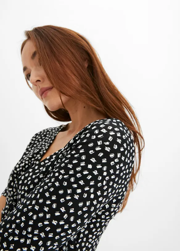Bedrucktes Jersey-Kleid mit Drapierung, bonprix