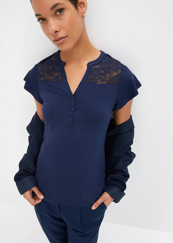 Henleyshirt aus Viskose-Mix, bonprix