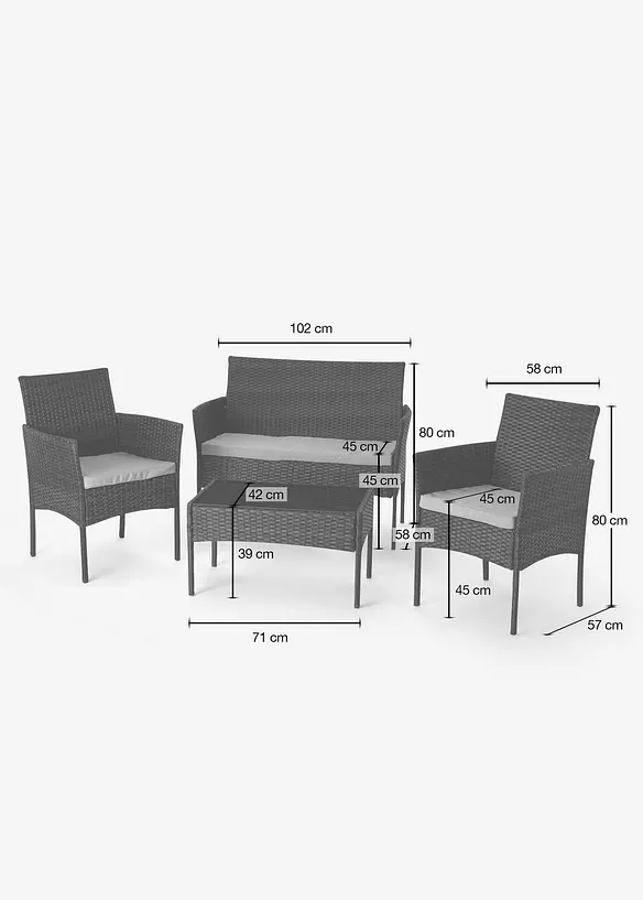 Gartenmöbel Set (4-tlg. Set), bonprix
