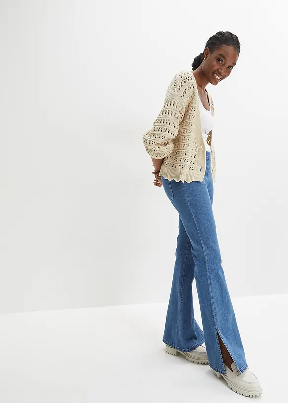 Cardigan ajour&eacute; 100% coton, bonprix