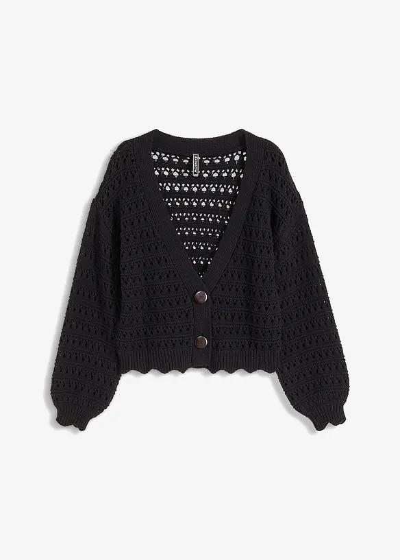 Ajour-Strickjacke aus reiner Baumwolle, bonprix