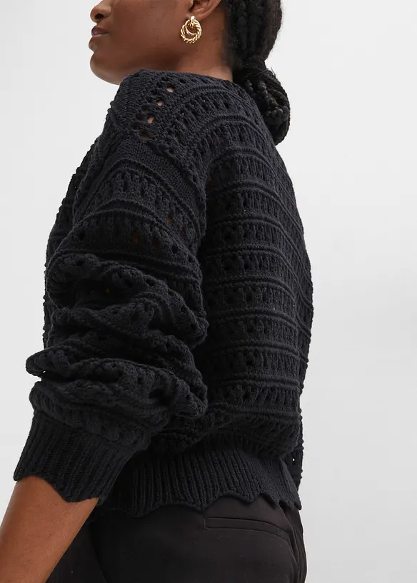 Ajour-Strickjacke aus reiner Baumwolle, bonprix