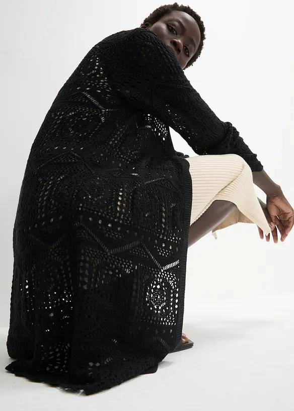 Ajour Longstrickjacke, bonprix