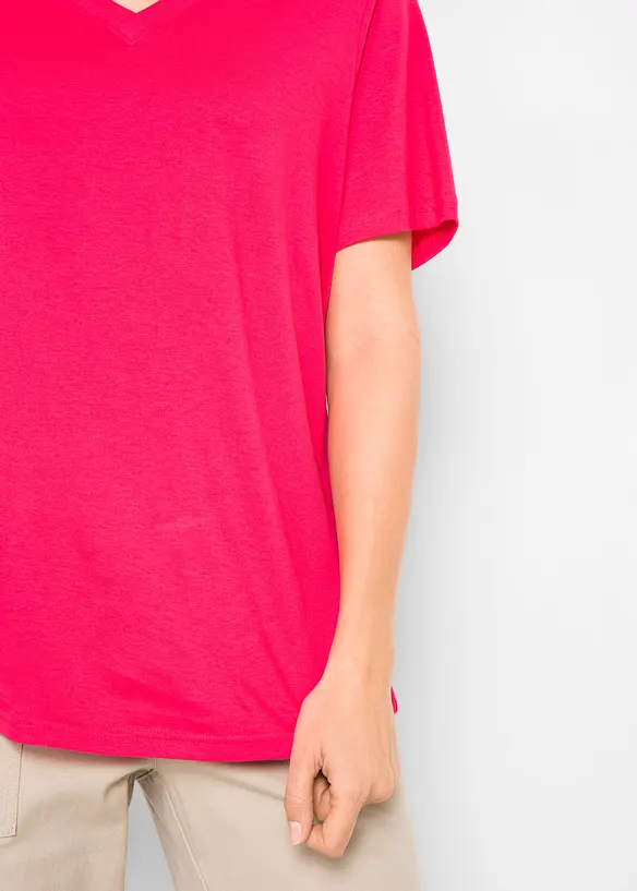 Lot de 5 T-shirts longs et amples à col V, bonprix