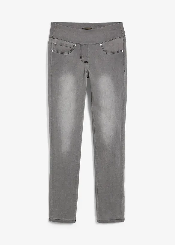 Jean droit taille mi-haute et élastiquée, très extensible, bonprix