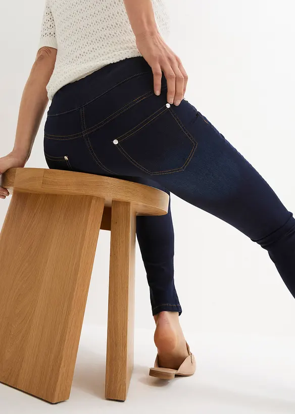 Jean droit taille mi-haute et élastiquée, très extensible, bonprix