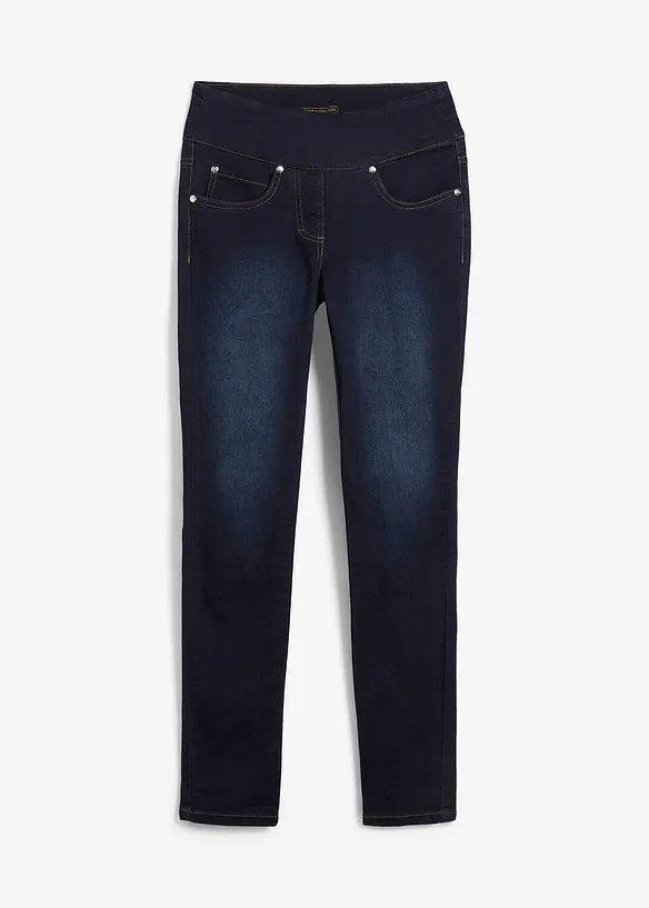 Jean droit taille mi-haute et élastiquée, très extensible, bonprix