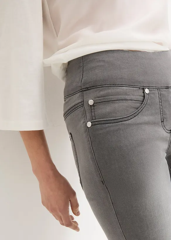 Jean droit taille mi-haute et élastiquée, très extensible, bonprix