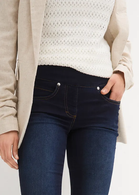 Jean droit taille mi-haute et élastiquée, très extensible, bonprix