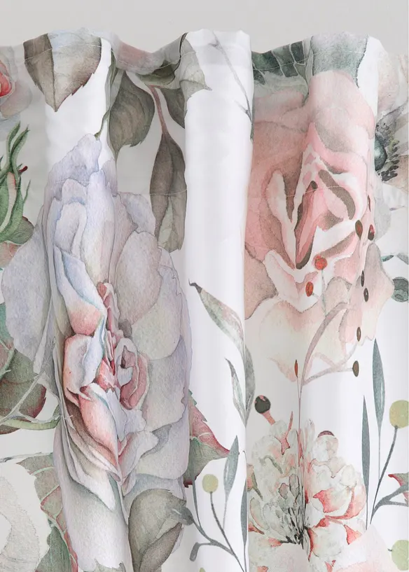 Rideau en microfibre à imprimé roses avec polyester recyclé (1 pce), bonprix