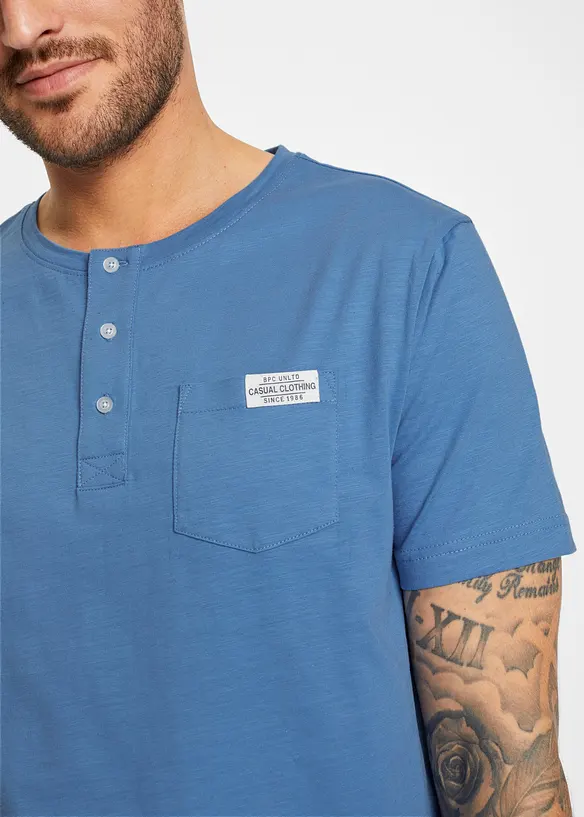 T-shirt manches courtes col tunisien 100% coton, bonprix
