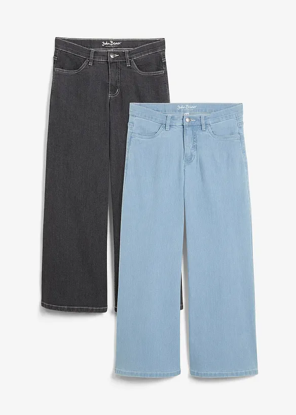 Lot de 2 corsaires en jean taille mi-haute, bonprix