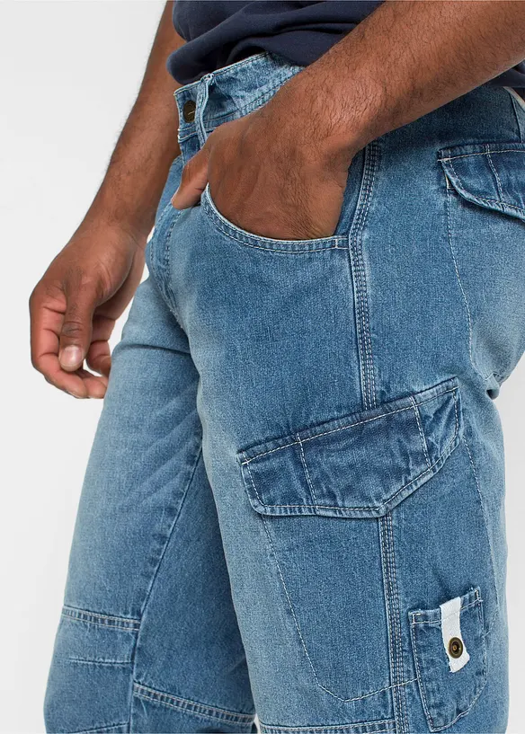 Bermuda long poches cargo en denim léger, coupe loose, bonprix
