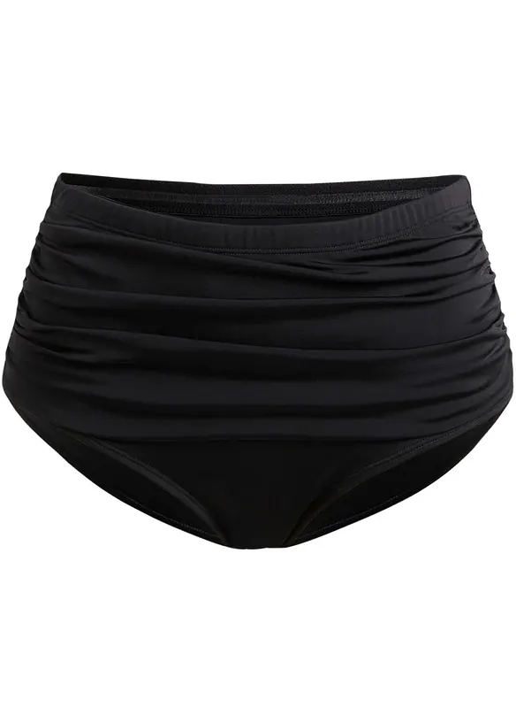 Bas de bikini taille haute sculptant à fronces, maintien léger, bonprix