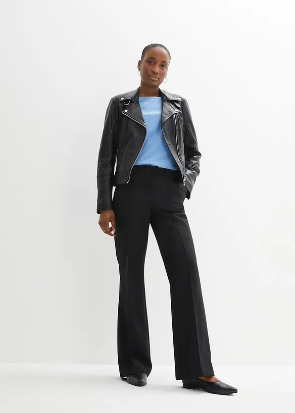 Veste biker en cuir nappa d&rsquo;agneau, bonprix