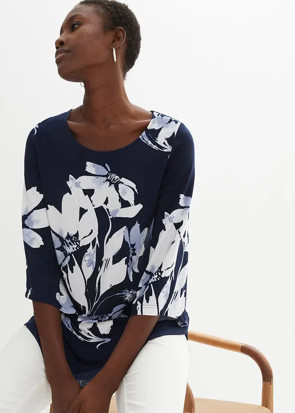 Shirt-Tunika mit floralem Muster, bonprix