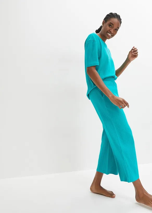 Loungewear Hausanzug aus Rippe mit Culotte, bonprix